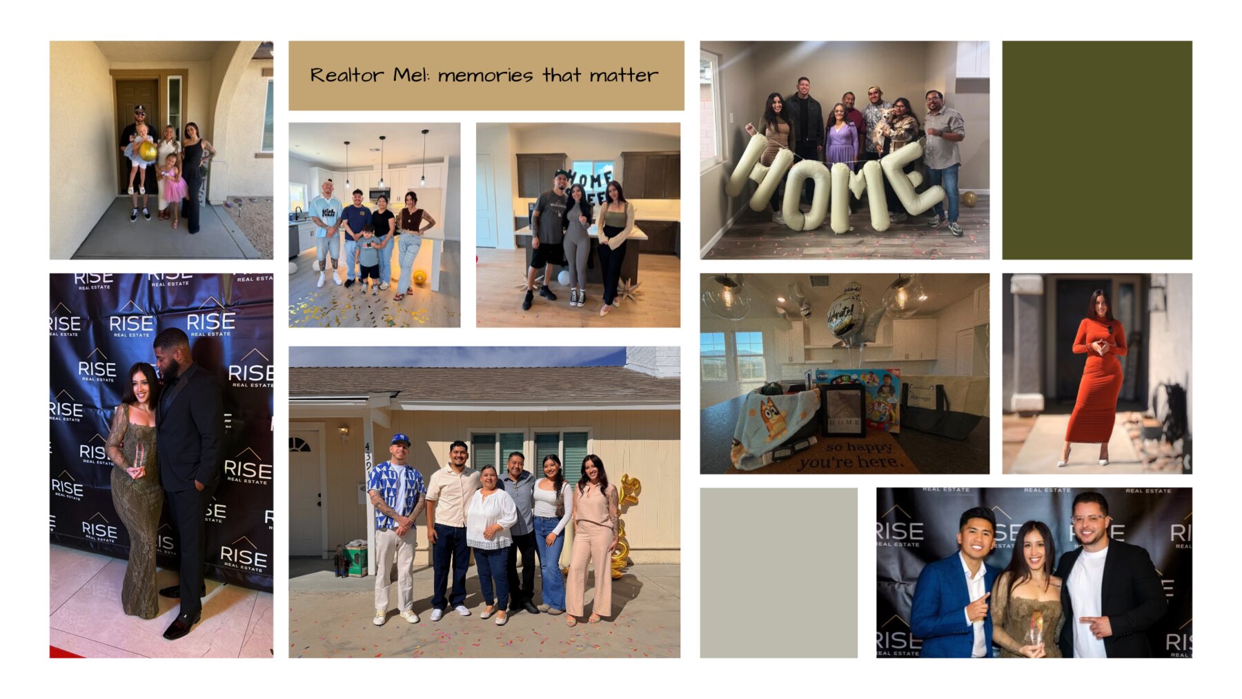 Realtor Mel: memories that matter, a collage of client and team moments